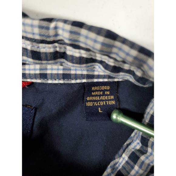 Wrangler Jeans Co Shirt Mens Large Button Down Blue White Plaid Cool Cotton - Picture 8 of 12